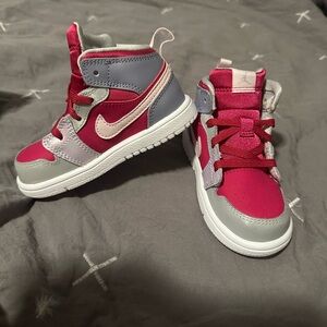 Jordan Kids High-Top Sneakers in Pink, Gray & Light Pink